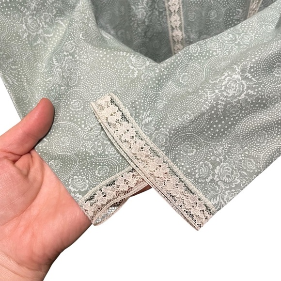 Gunne Sax Vintage Sage Green Floral Lace Dress with Drop Waist Cottagecore - Picture 3 of 13